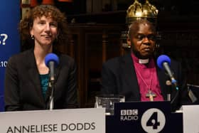 Anneliese Dodds next to 
John Sentamu
 at a recording of Radio 4's Any Questions in Bridlington. Picture: 
Paul Atkinson