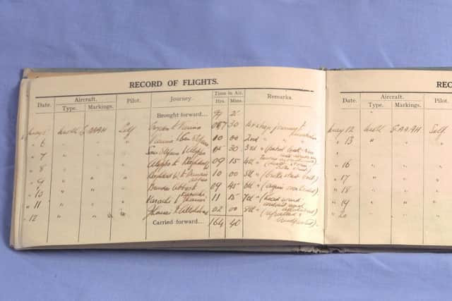 Amy's logbook which is kept at Sewerby Hall