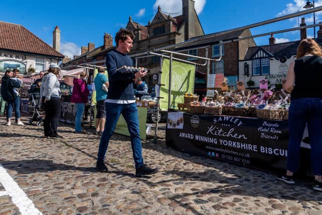 There has been brisk trade at the first Thirsk Northern Dales Farmers Market since the easing of lockdown. (James Hardisty).