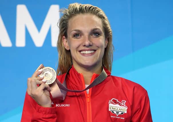 England's Eleanor Faulkner with her bronze medal following the women's Women's 400m Freestyle Final at the Gold Coast Aquatic Centre during day six of the 2018 Commonwealth Games in the Gold Coast, Australia.She trained all her career at Ponds Forge (Picture: PA)