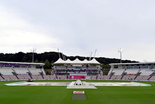 General view of the covers on the pitch as play is abandoned for the day on day four of the Second Test match at the Ageas Bowl, Southampton. (Picture: PA)
