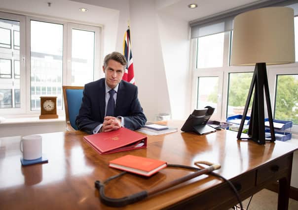 This was Education Secretary Gavin Williamson when he announced the exams U-turn. Note the whip on his table - a legacy of his role as the Government's Chief Whip.