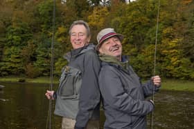 Bob Mortimer and Paul Whitehouse beside The River Tweed, Scotland. Photo: PA Photo/BBC/Owl Power/Neil Hanna.