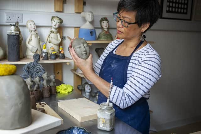 Ceramicist Jenny Chan working at the Yorkshire Artspace, Exchange Place Studios, in Sheffield. Picture: Tony Johnson