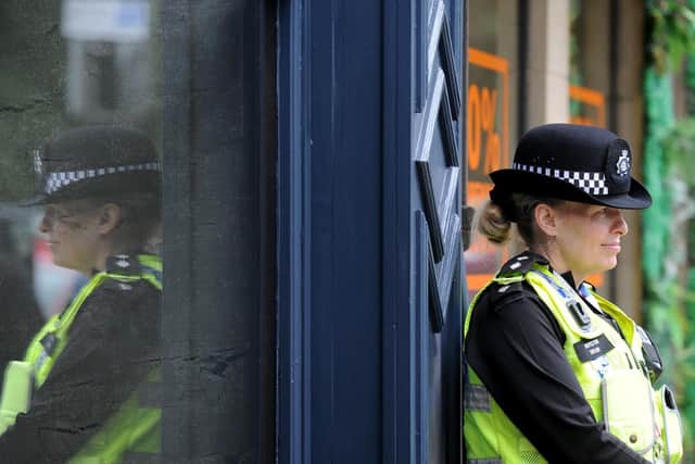 A police officer in Harrogate, North Yorkshire, where fewer than 2% of officers are BAME