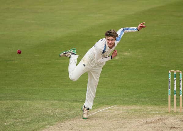 Spinning in: Yorkshire’s Jack Shutt. Picture: SWPix