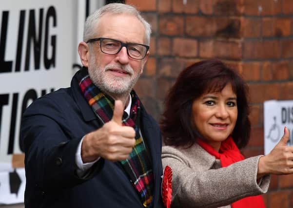 This was Jeremy Corbyn, the then Labour leader, and his wife Laura Alvarez cating their votes on election day last December.
