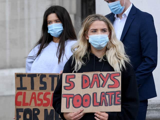 A Level students protesting in Leeds this week. (Simon Hulme).