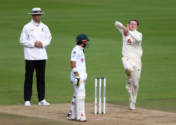 England's Dom Bess (right) in action during day three at the Ageas Bowl. Picture: Mike Hewitt/NMC Pool/PA.