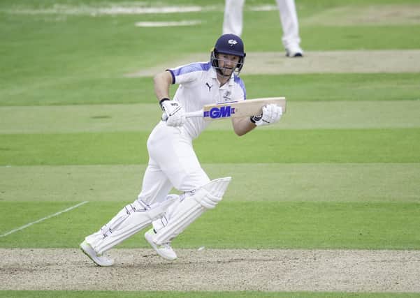 Roses action: Yorkshire's Adam Lyth hits out against Lancashire. Picture: SWPix