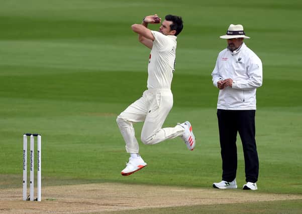 No joy: England's James Anderson bowling  during day four of the third Test. Picture: PA