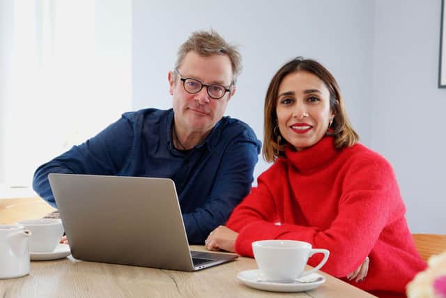 Anita Rani and Hugh Fearnley-Whittingstall in War On Plastic. Picture: PA Photo/BBC/Keo Films/Jacky Sloane.