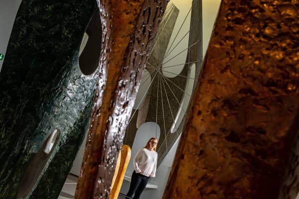 Stephanie Edwards, development assistant,  looking at some of the Barbara Hepworth collection at The Hepworth Wakefield which will celebrate is 10th anniversary next May witha new exhibition of the artist's work. Picture: Bruce Rollinson