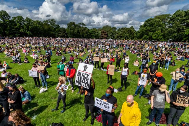 Evans helped organise the 
Black Lives Matter demonstration held at Hyde Park, Woodhouse Moor, Leeds in June.