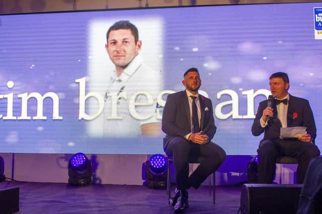 Cricket legend Tim Bresnan and Greg Wright at last year's awards