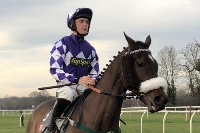 Lady Buttons and jockey Tommy Dowson: Before winning the Silver Mase Mares' Chase at Doncaster last December. Picture: Phil Andrews