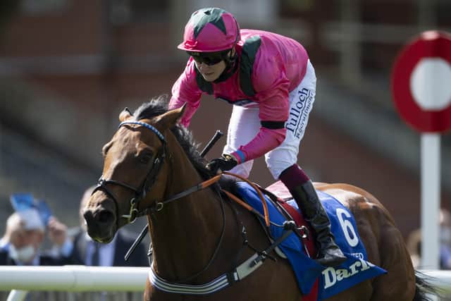 This was Cieren Fallon juinor winning the Darley July Cup at Newmarket on Oxted for Roger Teal.