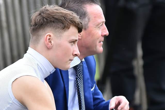 Cieren Fallon at the races at Newmarket with his father Kieren, the six-times champion jockey.