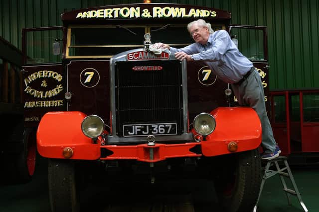 The Scarborough Fair Collection and Vintage Transport Museum volunteer curator Keith Kitching polishes a late 1940s Showtrac. Picture: Jonathan Gawthorpe.