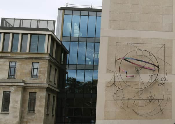 The installation by artist Sara Barker on the side of Leeds University's new engineering building