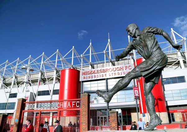 Riverside Stadium: A general view of the statue of Wilf Mannion outside Middlesbrough's stadium. Picture: PA
