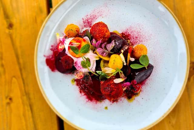 Just Beet It is one of the dishes served up by Iain Wilkinson at Yolk Farm Kitchen