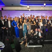 The Yorkshire Post Excellence in Business awards 2019 held in the Emerald Suite at Headingley Stadium. Group shot of all the winners.  Picture Tony Johnson