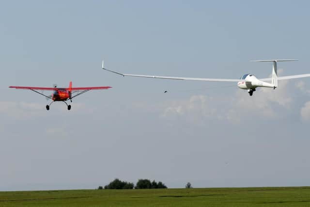 A glider launches during Vintage week at Yorkshire Gliding Club near Killburn. Photo credit: Gary Longbottom / JPIMediaResell