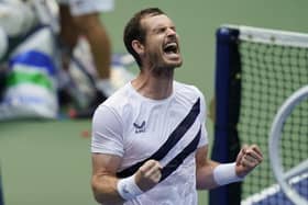 Andy Murray, of Great Britain, reacts after defeating Yoshihito Nishioka, of Japan, during the first round of the US Open tennis championships. (AP Photo/Seth Wenig)