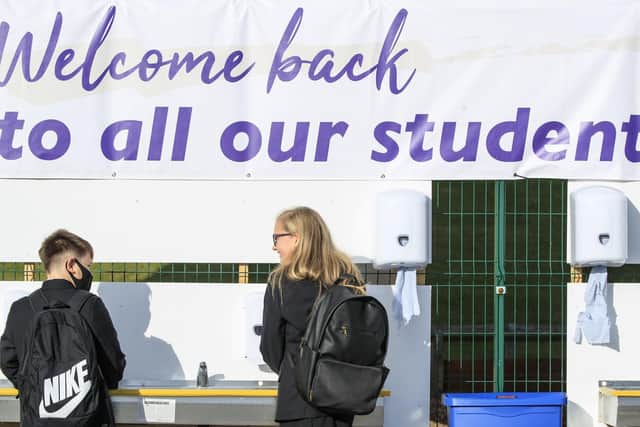 Pupils are welcomed back to Outwood Academy Adwick in Doncaster. Photo credit:  Danny Lawson/PA