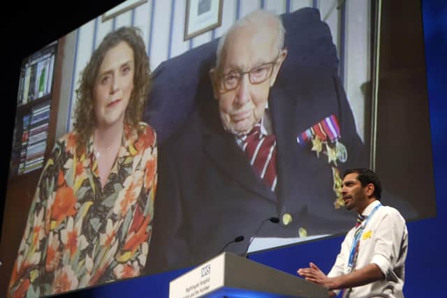 NHS fundraiser Captain Sir Tom Moore opened Harrogate's Nightingale Hospital via video-link.