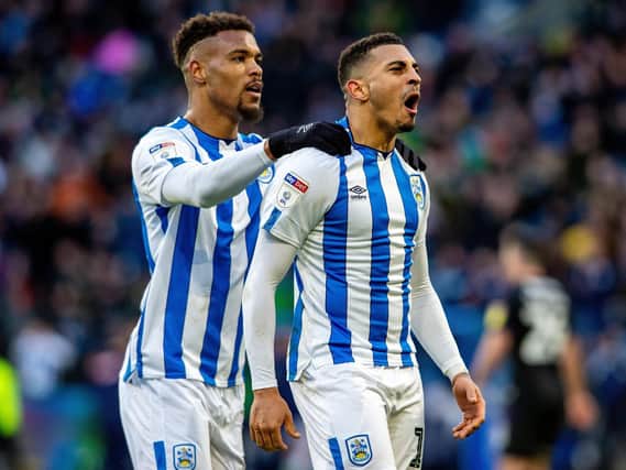 IN DEMAND: Steve Mounie and Karlan Grant both look likely to leave Huddersfield Town before the transfer window shuts in October
