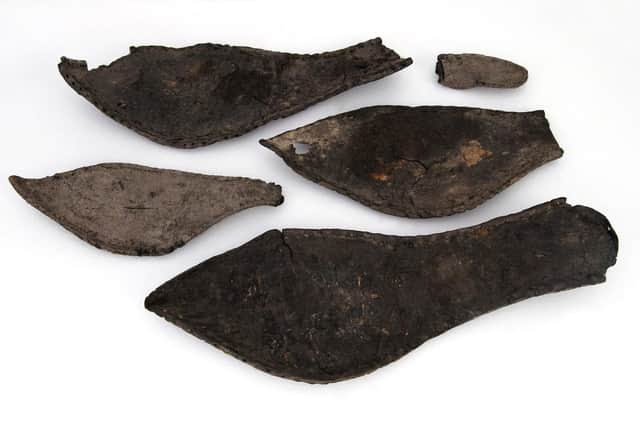 Shoe fragments recovered during mid-twentieth-century excavations at Sheffield Castle. Picture: Museums Sheffield