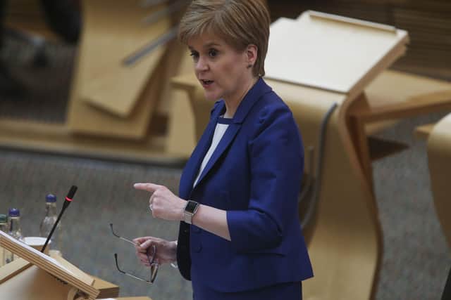 First Minister Nicola Sturgeon speaking in the Scottish Parliament.