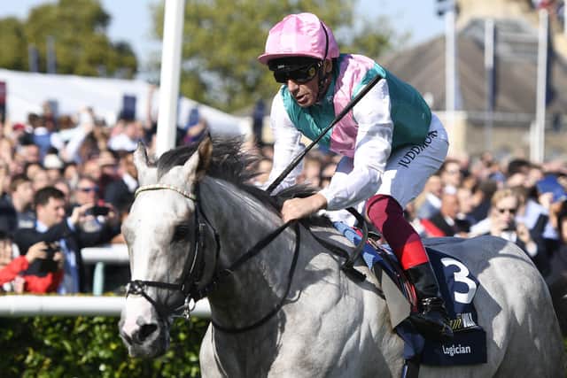 This is Frankie Dettori winning the 2019 St Leger on Logician.
