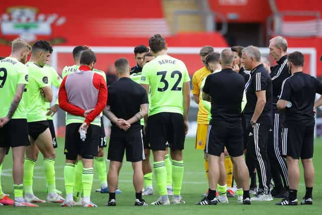 Sheffield United's Chris Wilder addresses the squad.  Picture: David Klein/Sportimage