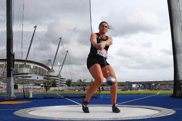 Jessica Mayho of Great Britain takes part in the Women's Hammer Throw during day one of Muller British Athletics Championships at Manchester Regional Arena on September 04.  (Picture: British Athletics via Getty Images)