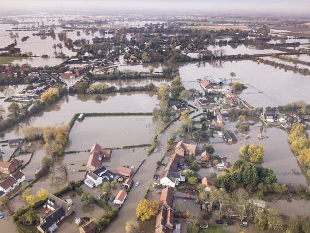 An aerial photo of last year's flooding at Fishlake.