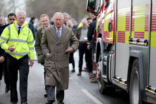 The Prince of Wales during a pre-Christmas visit to flood-hit Fishlake.