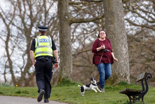 A police officer in Roundhay Park, Leeds