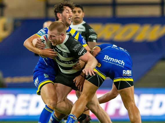 Hull FC's Brad Fash in action against Warrington (PIC: BRUCE ROLLINSON)