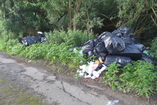 Picture issued by North Yorkshire Police of suspected cannabis farm waste dumped in a rural area near Northallerton