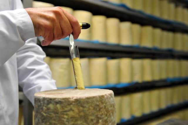 A cheese iron with Wensleydale cheese made at the Wensleydale Creamery at Hawes. Pic: Gary Longbottom