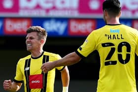 Lloyd Kerry celebrates after putting Harrogate Town 2-0 up at Southend United. Picture: Getty Images