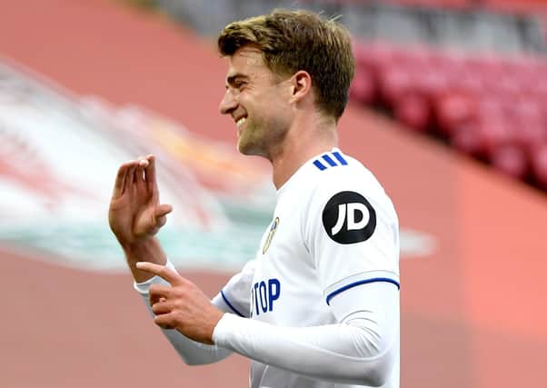 Leeds United's Patrick Bamford celebrates scoring his side's second goal of the game (Picture: PA).