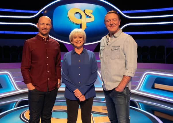 A Question of Sport host Sue Barker with Matt Dawson (left) and Phil Tufnell (right).