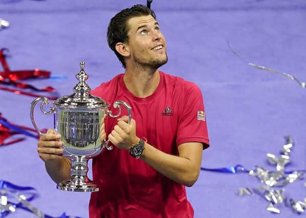 Dominic Thiem: Looks to the heavens after surviving match points in the US Open final. (Picture: AP)