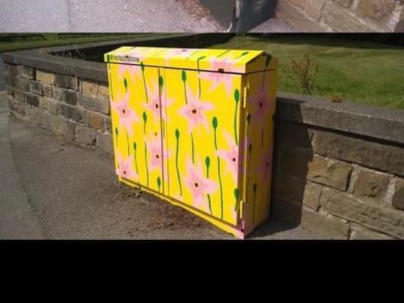 One of the newly-painted roadside boxes.