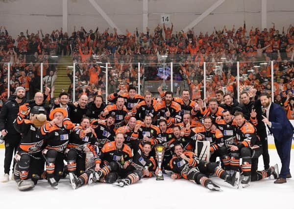 Sheffield Steelers celebrate winning last season's EIHL Challenge Cup, it proved to be their last game of the season after the impact of Covid-19 caused the rest of the season to be cancelled a few days later. Picture: EIHL.