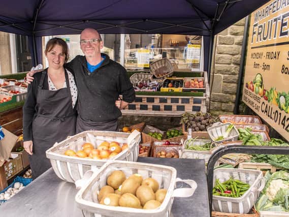 Mike and Donna Schofield of Wharfedale Fruiterers. Photo: Ernesto Rogata